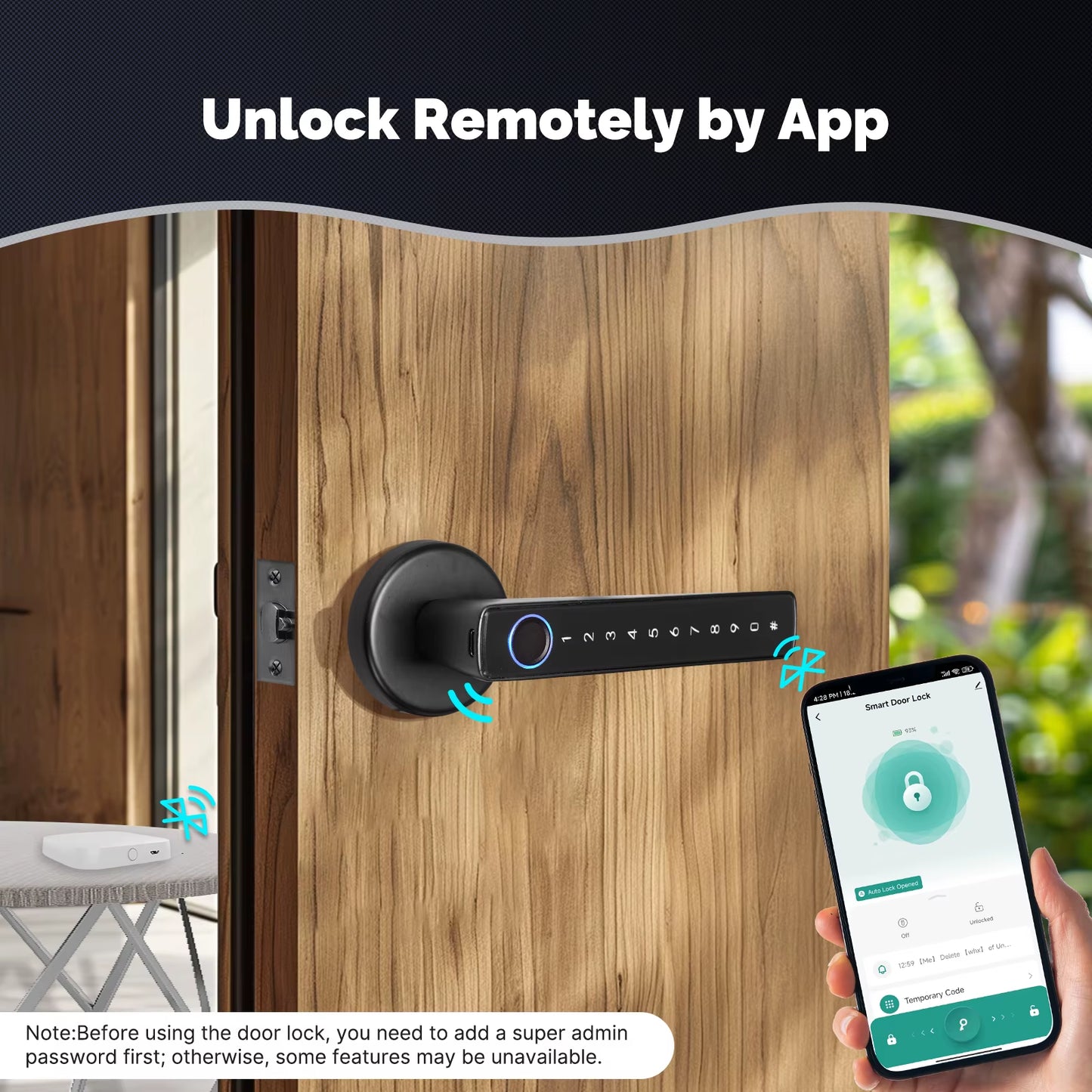 MOES Tuya Bluetooth Smart Door Lock with Fingerprint, Electronic Keypad, and App Control – Remote Access for Hotels, Apartments, Offices, and Rental Homes