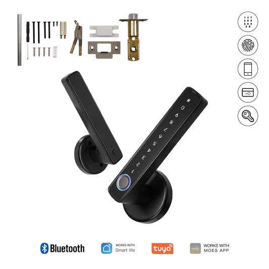 MOES Tuya Bluetooth Smart Door Lock with Fingerprint, Electronic Keypad, and App Control – Remote Access for Hotels, Apartments, Offices, and Rental Homes